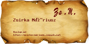 Zsirka Máriusz névjegykártya